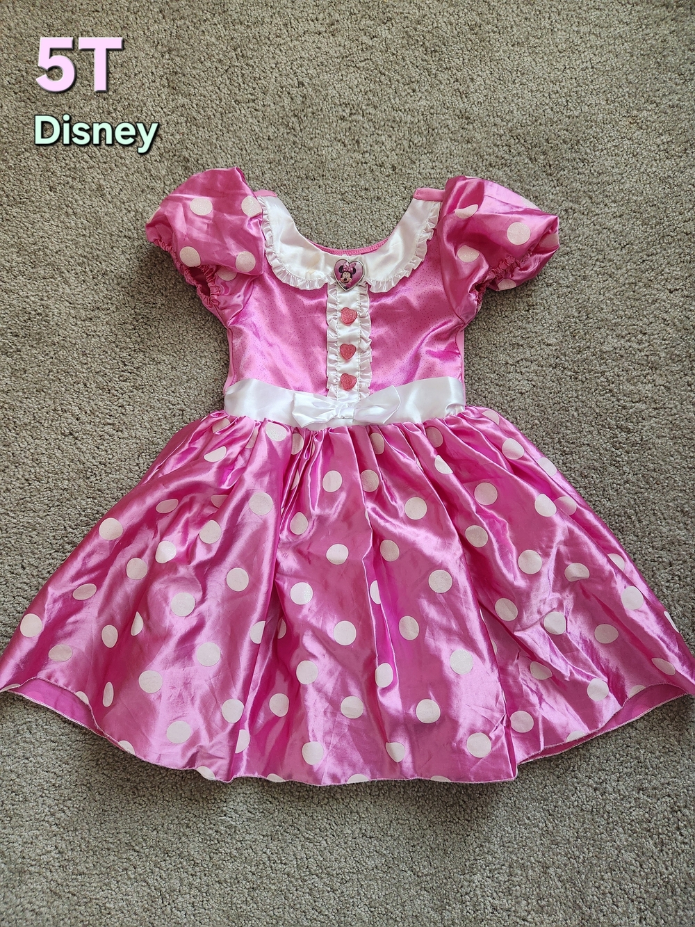 Disney Pink Minnie Mouse Polka Dot Kids Costume Dress - 5T